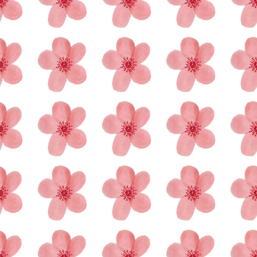 Hand-drawn watercolor flower seamless pattern vector