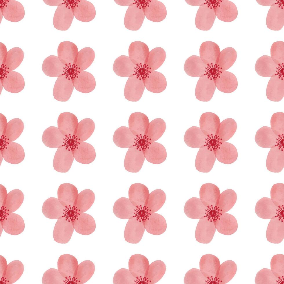 Hand-drawn watercolor flower seamless pattern vector