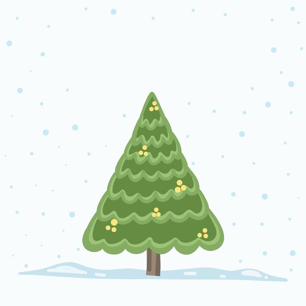 vector árbol de navidad aislado del fondo. nieve cayendo en la temporada de vacaciones de Navidad y plantilla gráfica de año nuevo. árbol tannenbaum moderno decorado con luces y adornos.