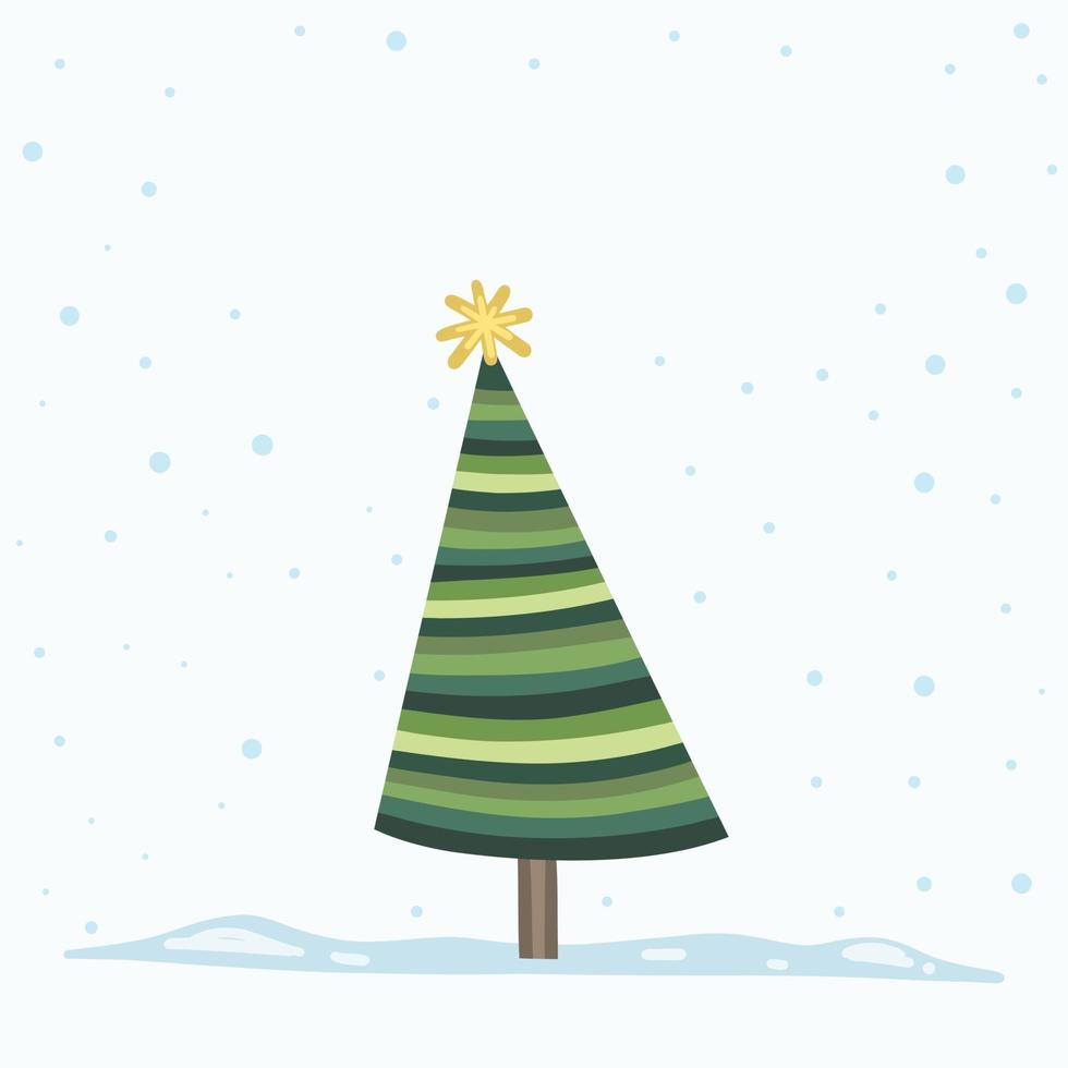 vector árbol de navidad aislado del fondo. nieve cayendo en la temporada de vacaciones de Navidad y plantilla gráfica de año nuevo. árbol tannenbaum moderno decorado con luces y adornos.