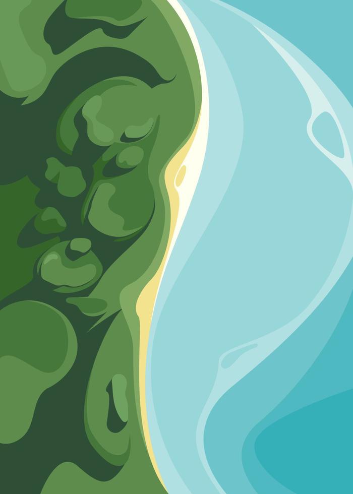 Poster with forest and ocean. vector