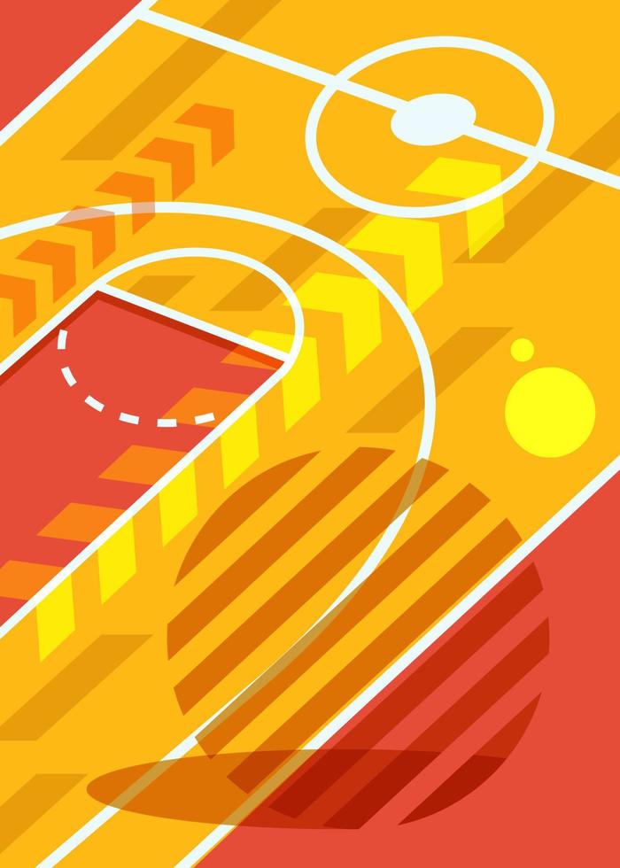 Poster with basketball court. vector