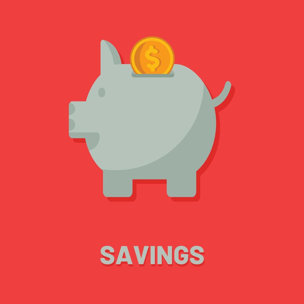 Piggy bank with dollar coin vector illustration concept for savings