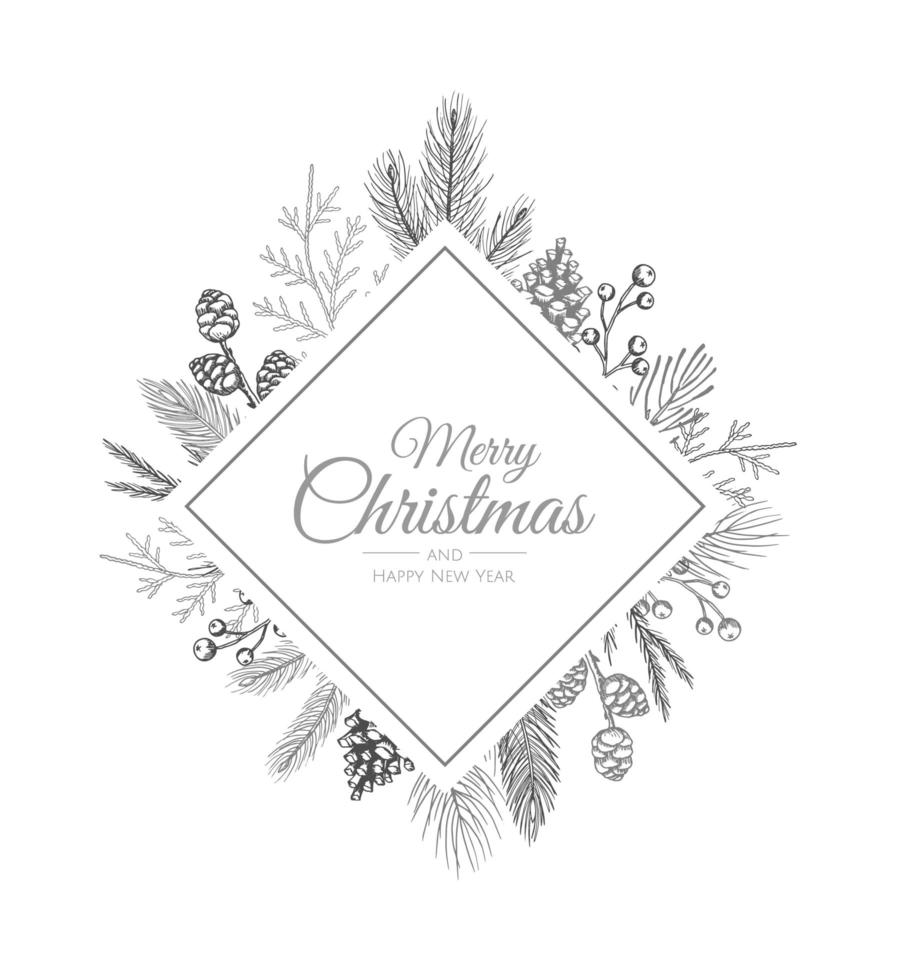 tarjeta de felicitación de feliz navidad con árbol de año nuevo. ilustración vectorial de vacaciones. vector