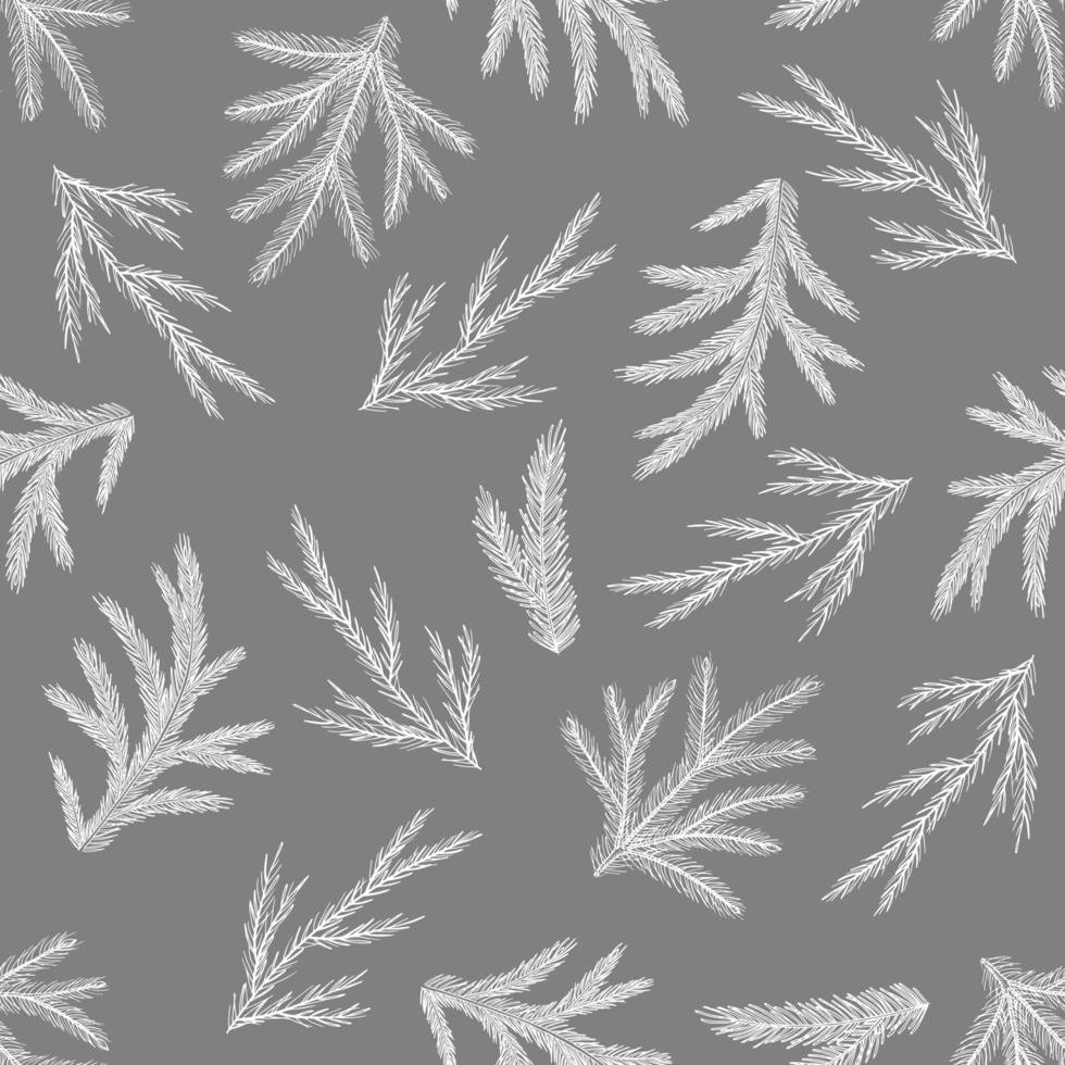 Xmas Seamless pattern with Christmas Tree Decorations, Pine Branches hand drawn art design vector illustration.