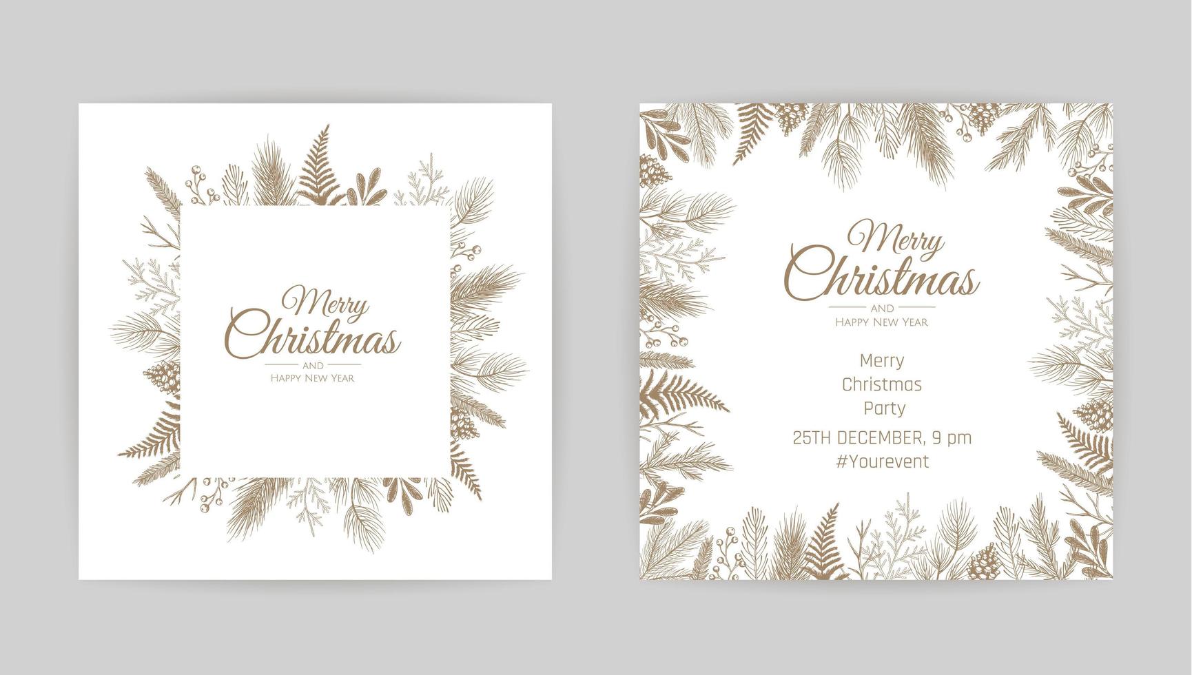 Merry Christmas Abstract Card with Frame. Xmas sale, holiday web banner. vector