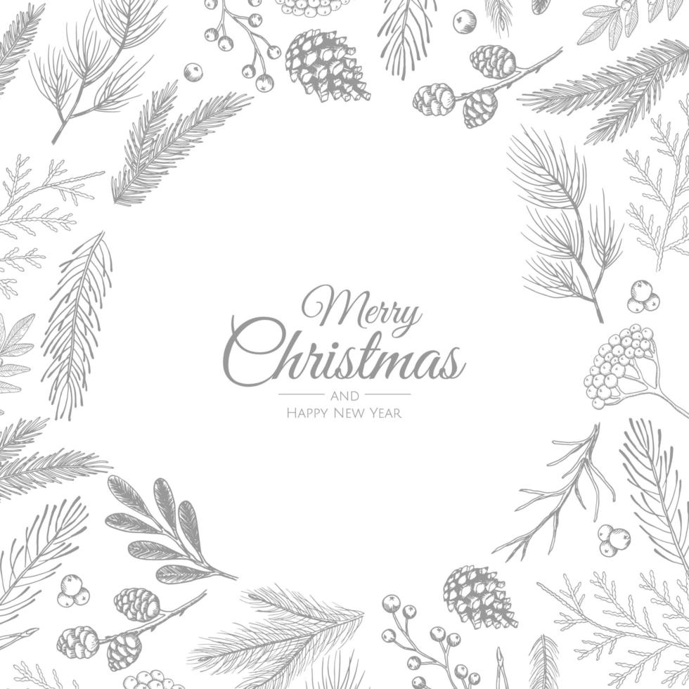 Merry Christmas Abstract Card with Frame. Xmas sale, holiday web banner. vector