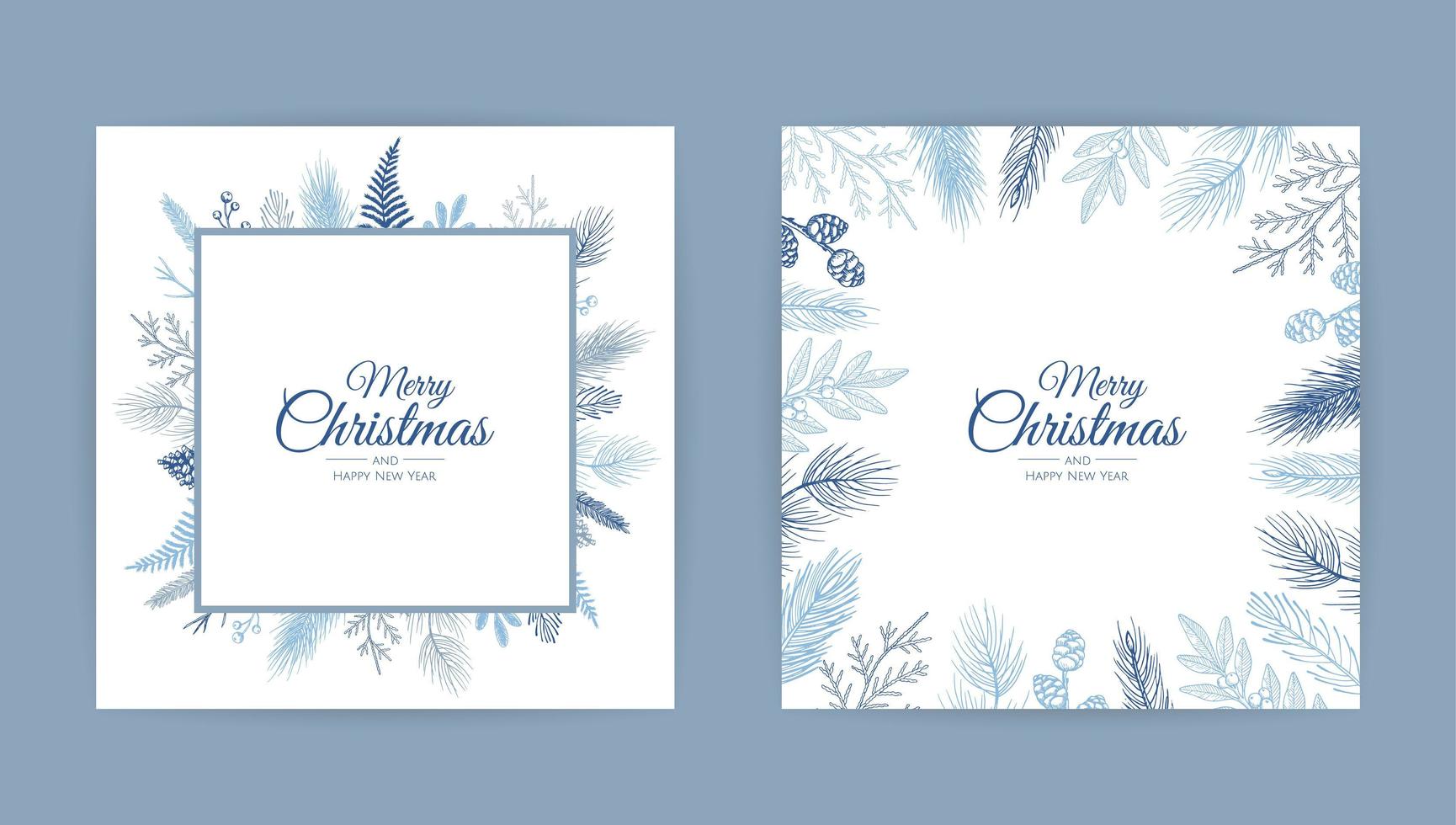 Vector Christmas Cards Set. Holiday Party Card Templates Design