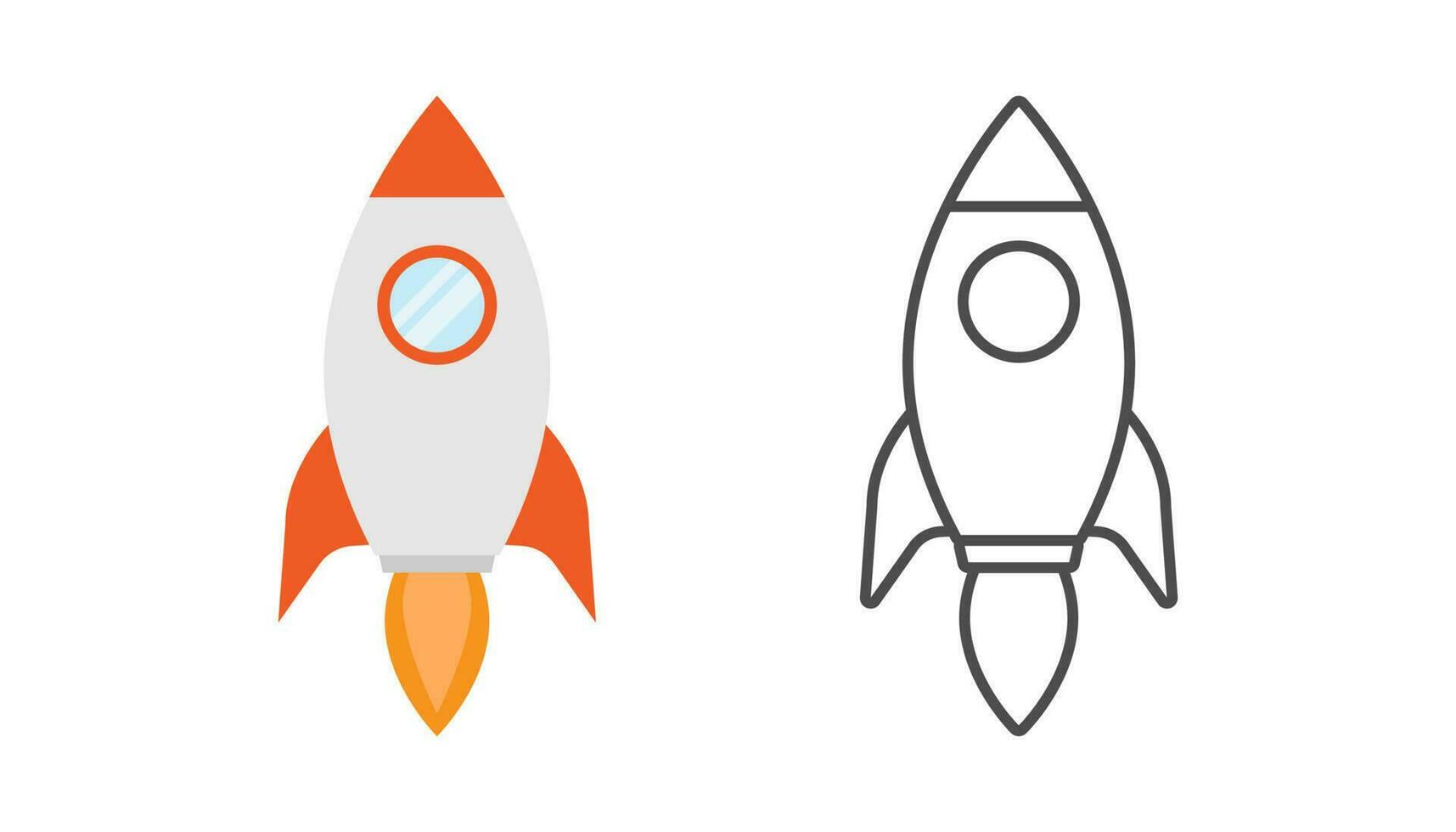 Rocket icon vector design, rocket line icon vector on white background