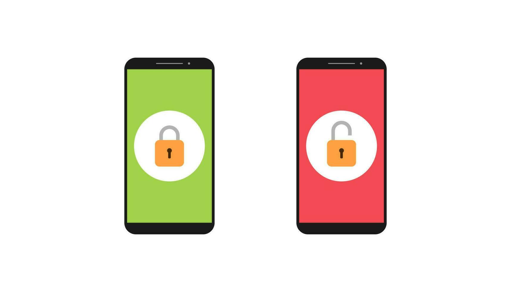 teléfono inteligente y candado, vector de ilustración de datos de seguridad de teléfono inteligente