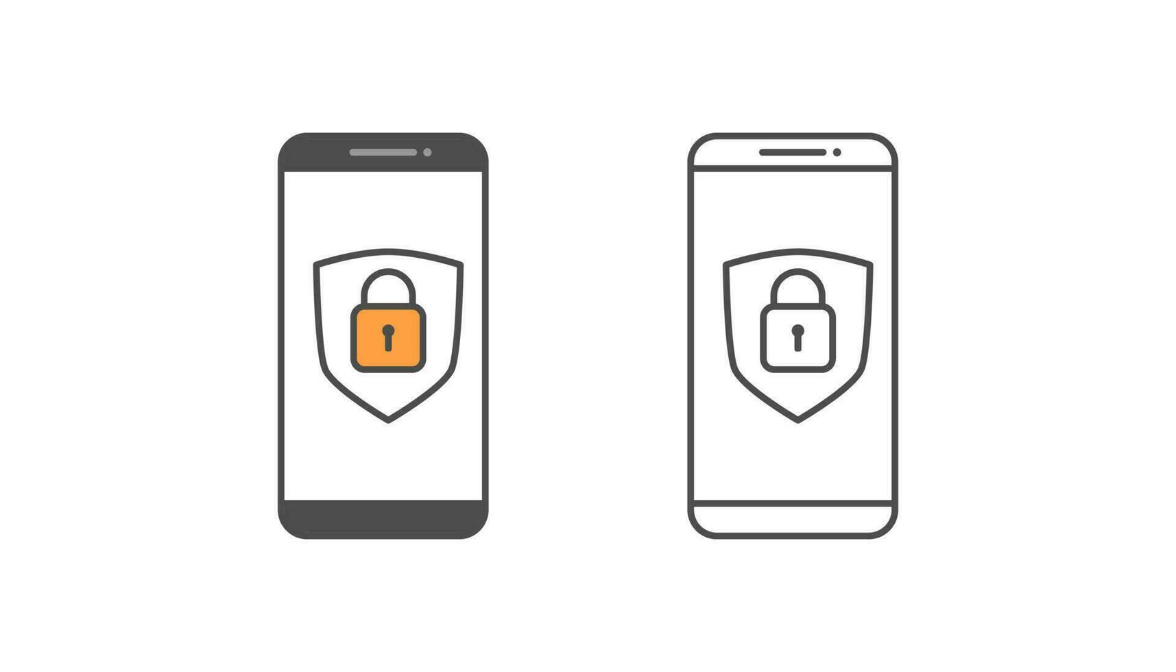 Smartphone and padlock, smartphone security data vector design