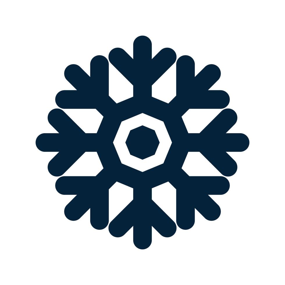 Snowflake Silhouette. Christmas and Winter Traditional symbol for logo, web, print, sticker, emblem, greeting and invitation card design and decoration vector