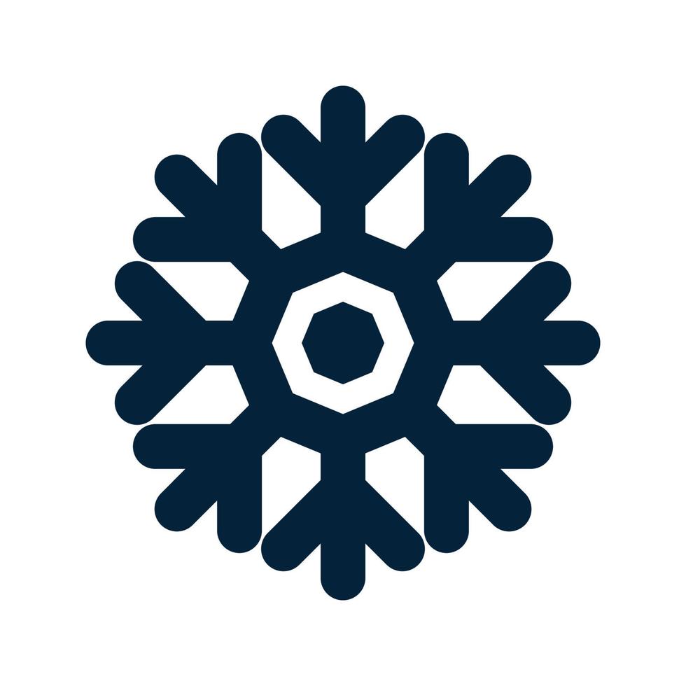 silueta de copo de nieve. Símbolo tradicional de Navidad e invierno para diseño y decoración de logotipos, web, impresiones, adhesivos, emblemas, tarjetas de felicitación e invitaciones. vector