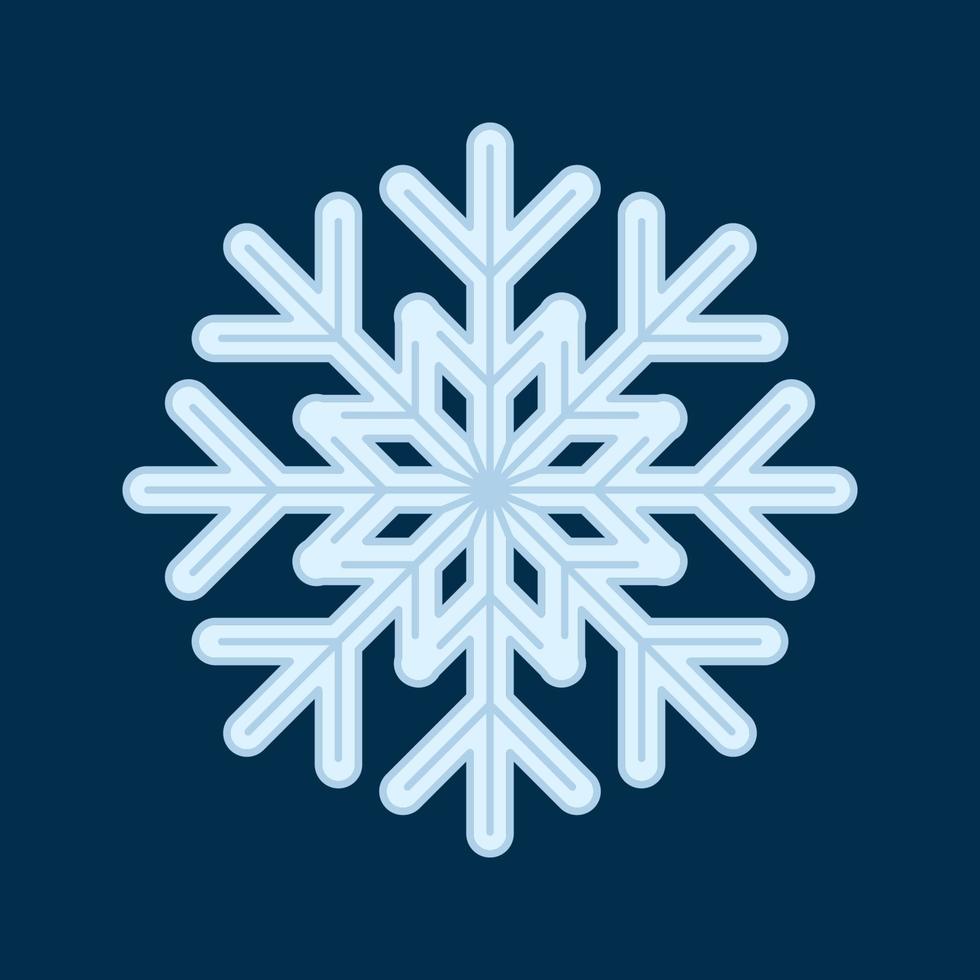 Snowflake. Flat Style. Christmas and Winter Traditional symbol for logo, print, sticker, emblem, badge, greeting and invitation card design and decoration vector