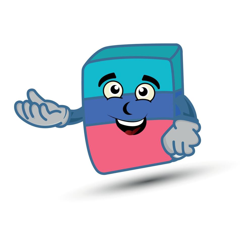 Eraser mascot cartoon character. illustration flat style. suitable for education, children's books, children's t-shirts, prints design, etc. design template vector