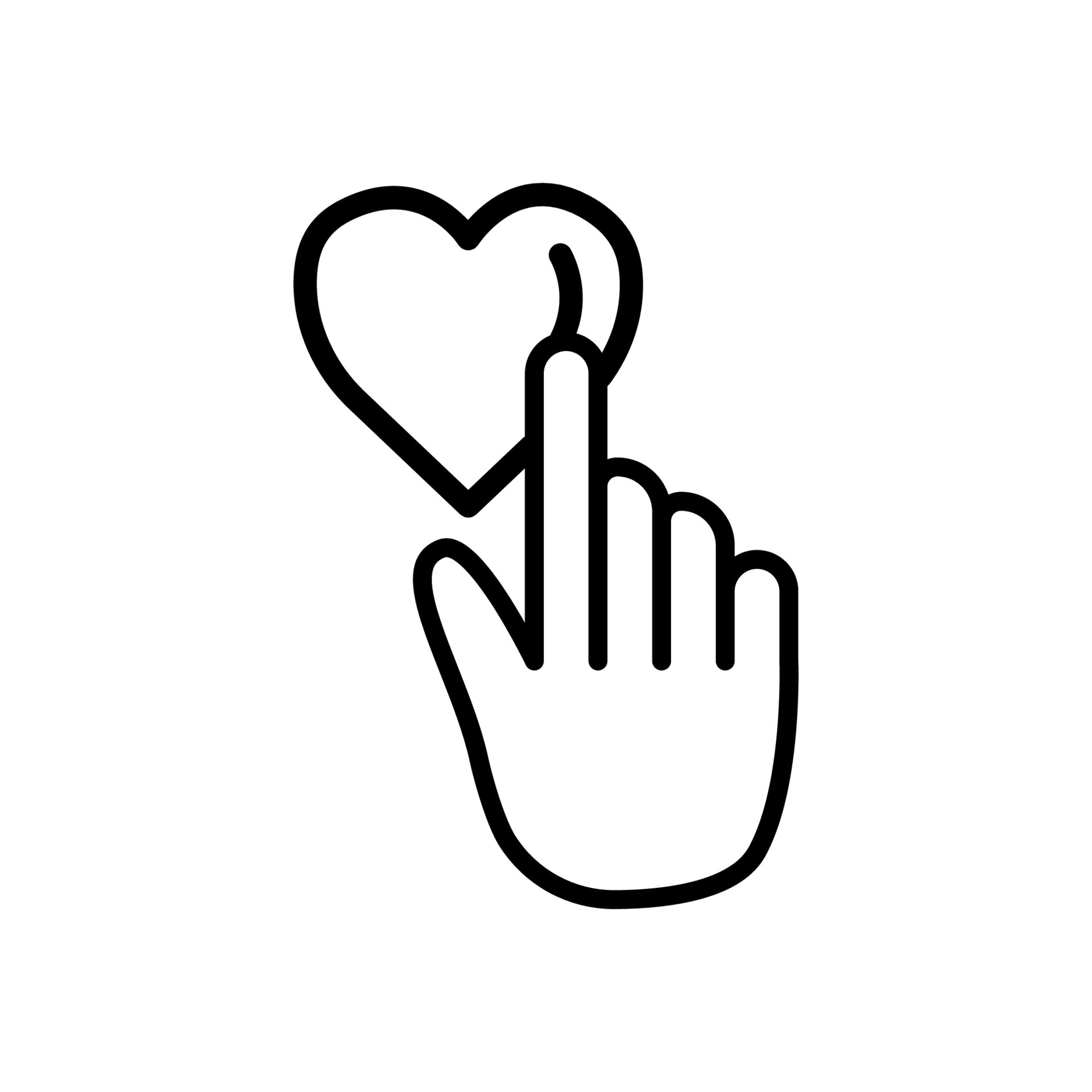 hand touch line icon with heart. charity symbol, donation, humanity ...
