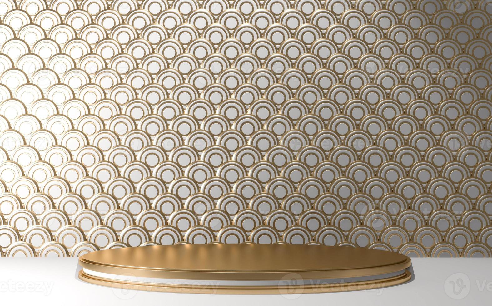 Golden Podium minimal geometric white and gold style abstract.3D rendering photo