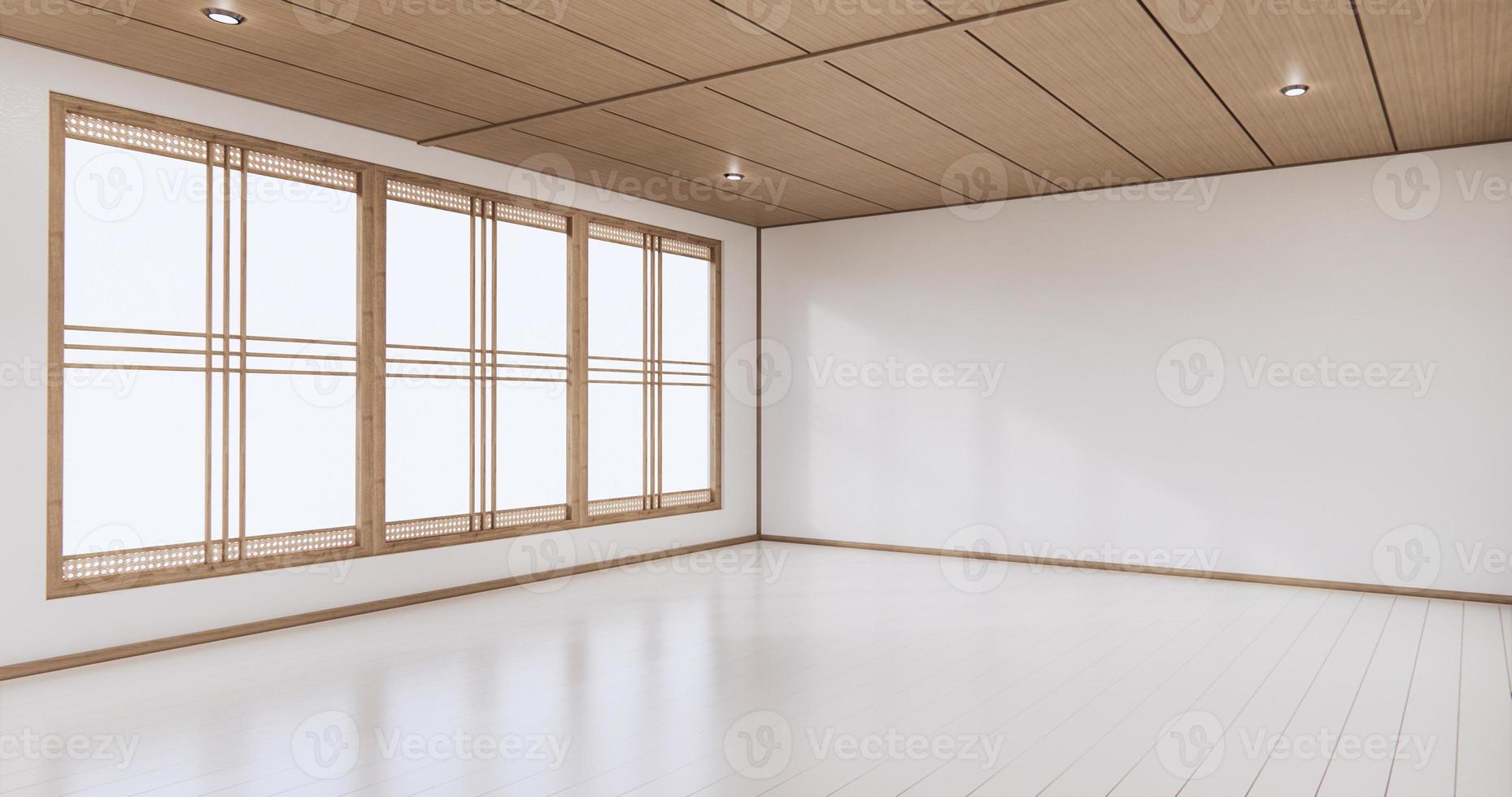 interior con plantas en el fondo de la pared vacía, representación 3d foto