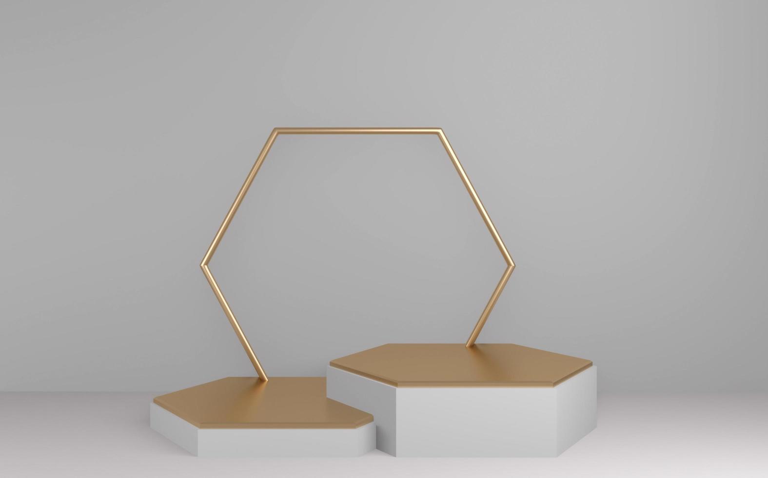 Podium minimal geometric white background and floor golden abstract.3D rendering photo