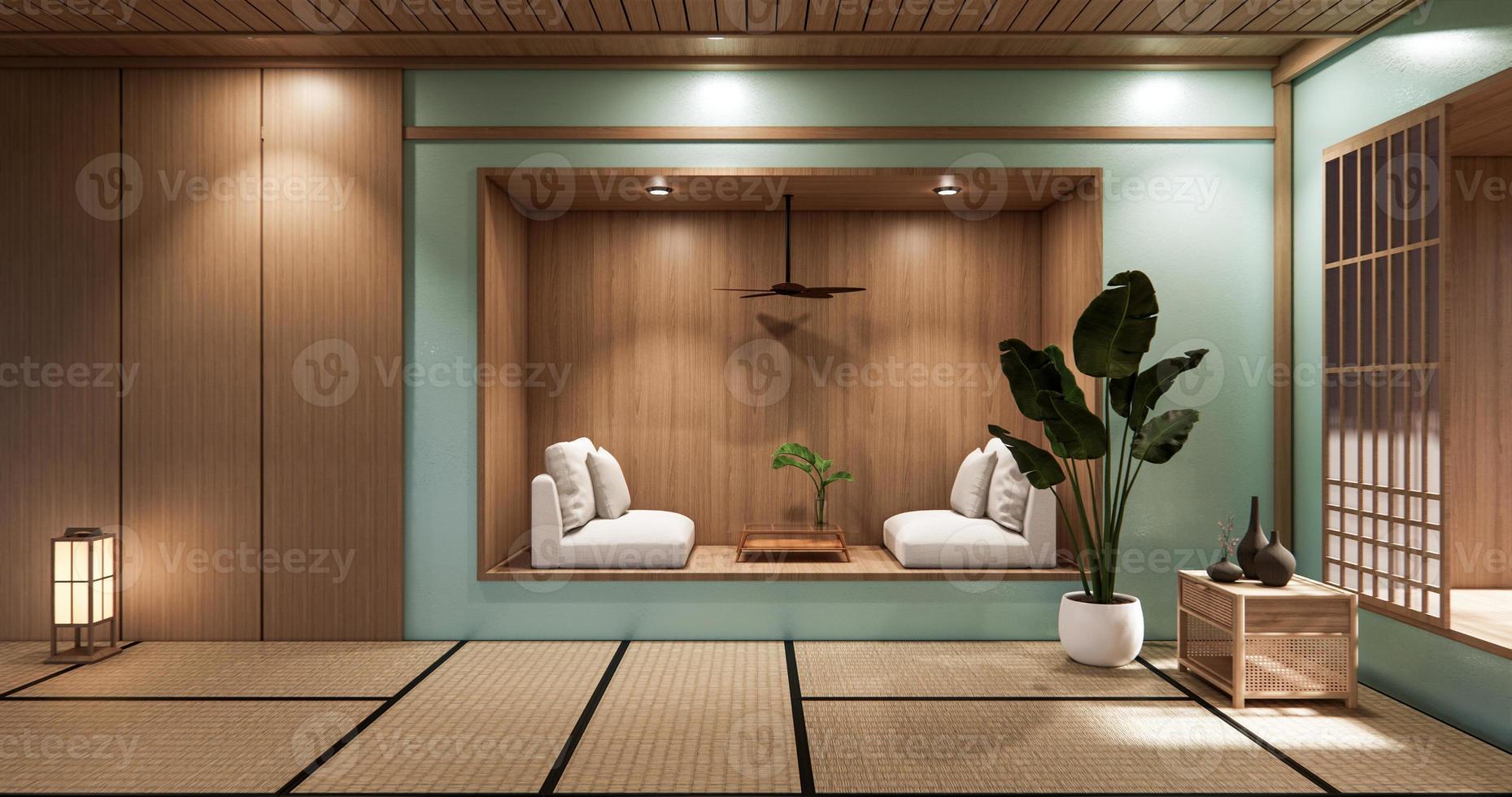 Mint Minimal room japanese style design.3D rendering photo