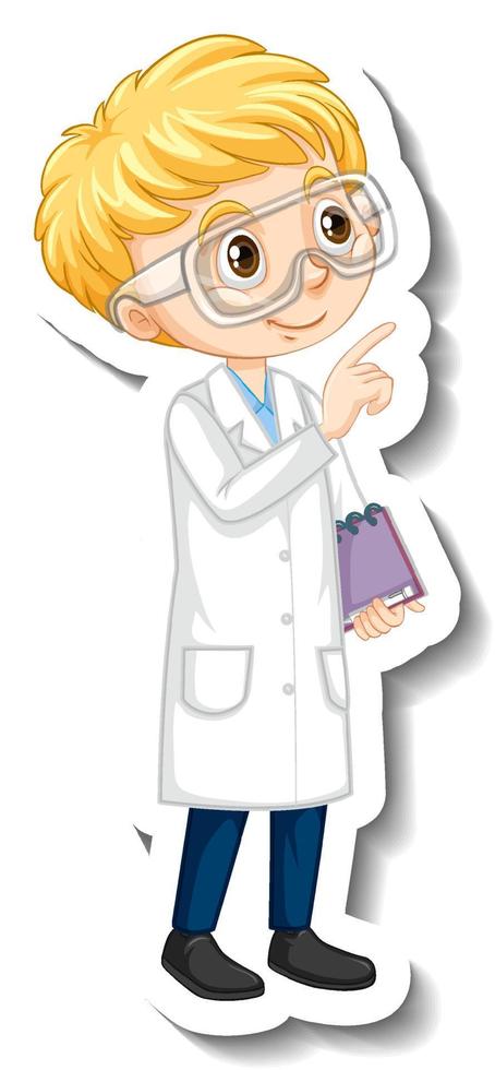 Scientist girl cartoon character sticker vector