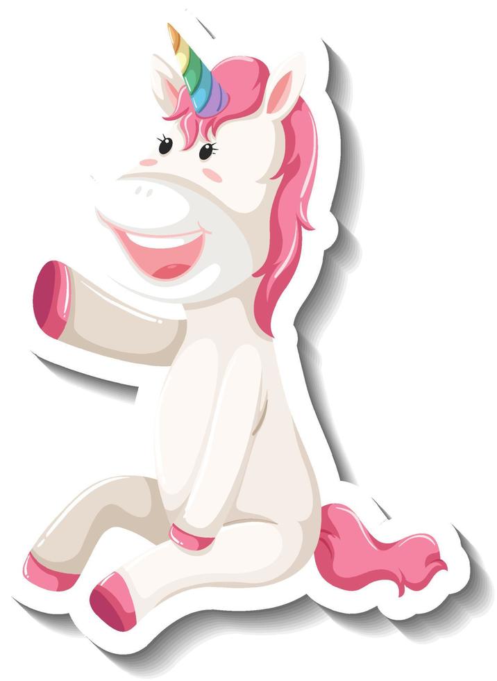 Cute unicorn sitting pose on white background vector