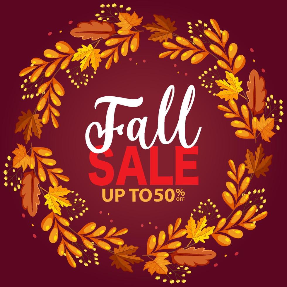 Fall sale banner template vector