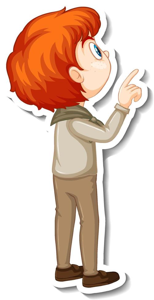 Boy in safari outfit cartoon character sticker vector