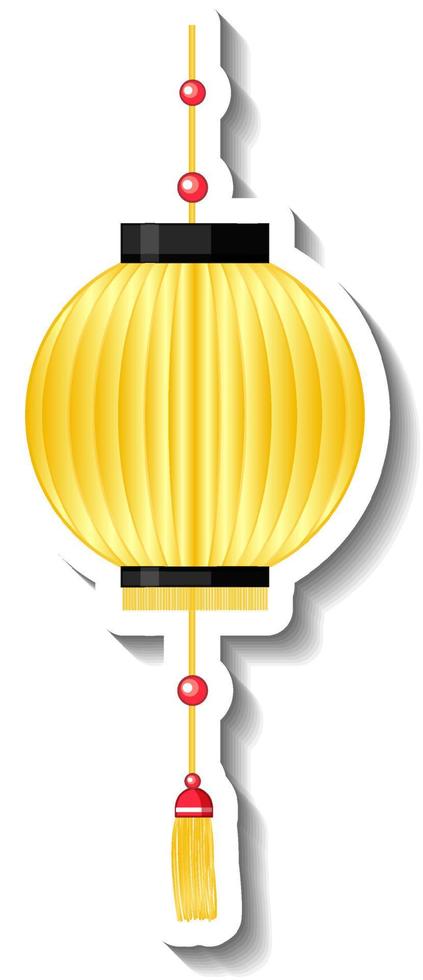 Chinese lantern cartoon sticker on white background vector