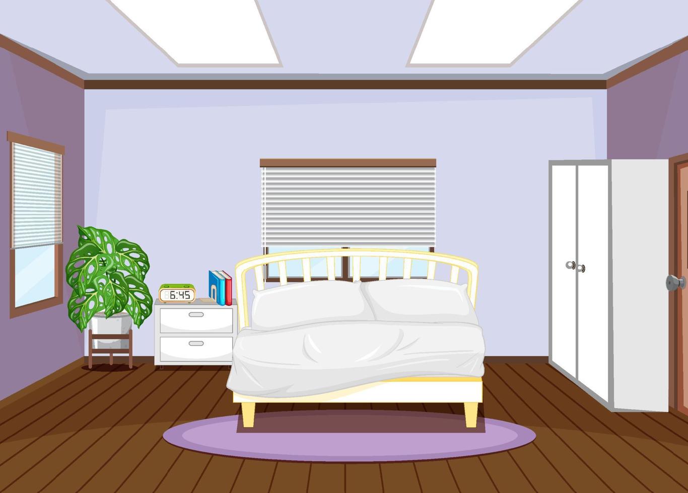 Diseño de interiores de dormitorio vacío con muebles. vector