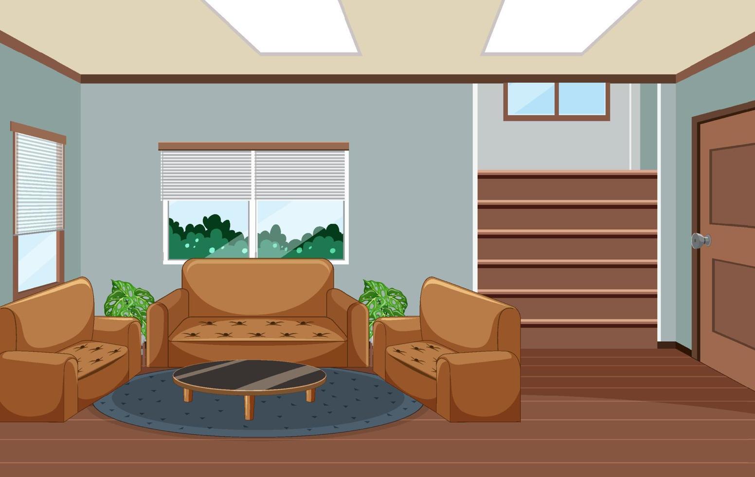 Living room interior design with furnitures vector