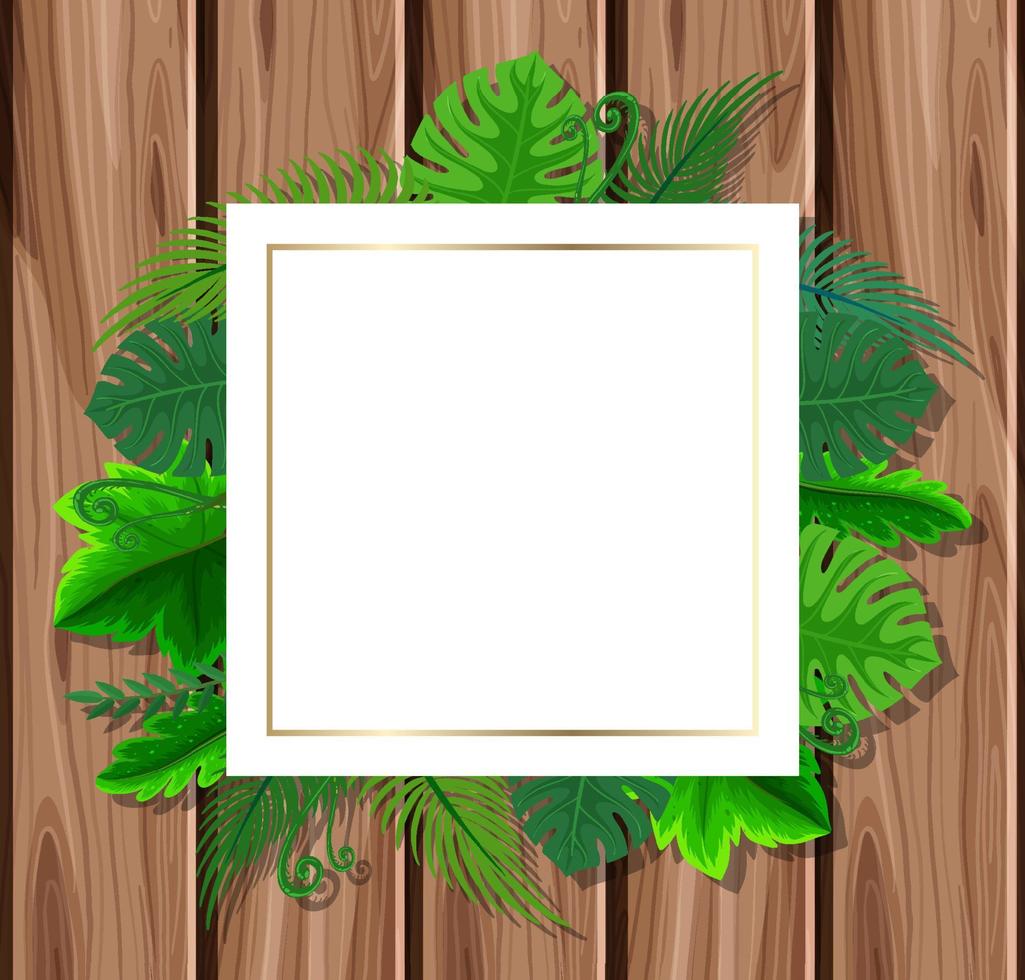 Square frame with tropical green leaves vector