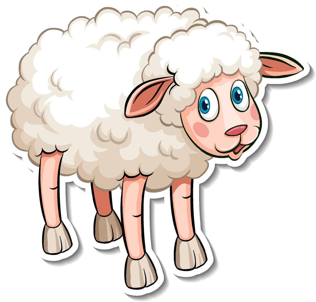 White sheep farm animal cartoon sticker vector