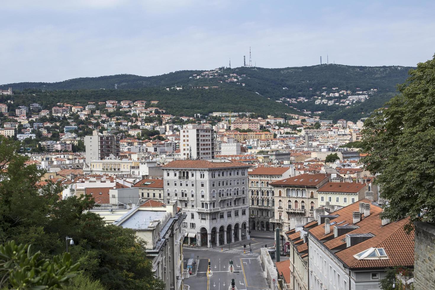 TRIESTE, ITALY, JULY 1, 2018 - View at street of Trieste, Italy. Trieste is the capital city of the Friuli Venezia Giulia region in northeast Italy. photo