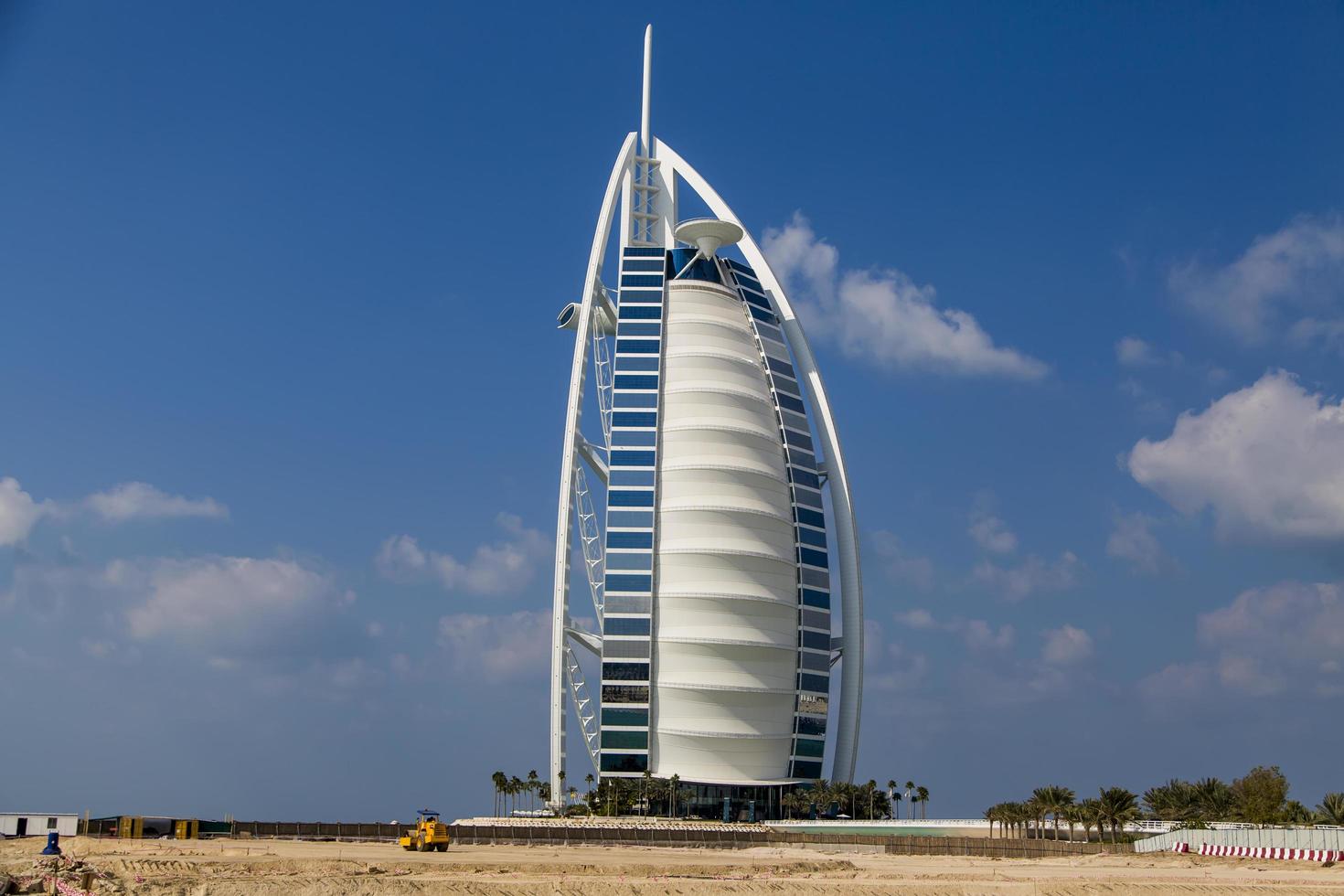 DUBAI, UAE, JANUARY 16, 2014 - View of hotel Burj al Arab in Dubai. At 321 m, it is the fourth tallest hotel in the world and has 202 rooms. photo