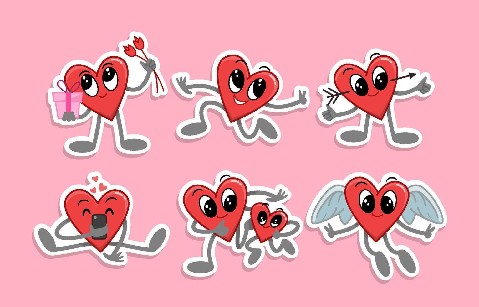 Cute Cupid Heart Stickers vector