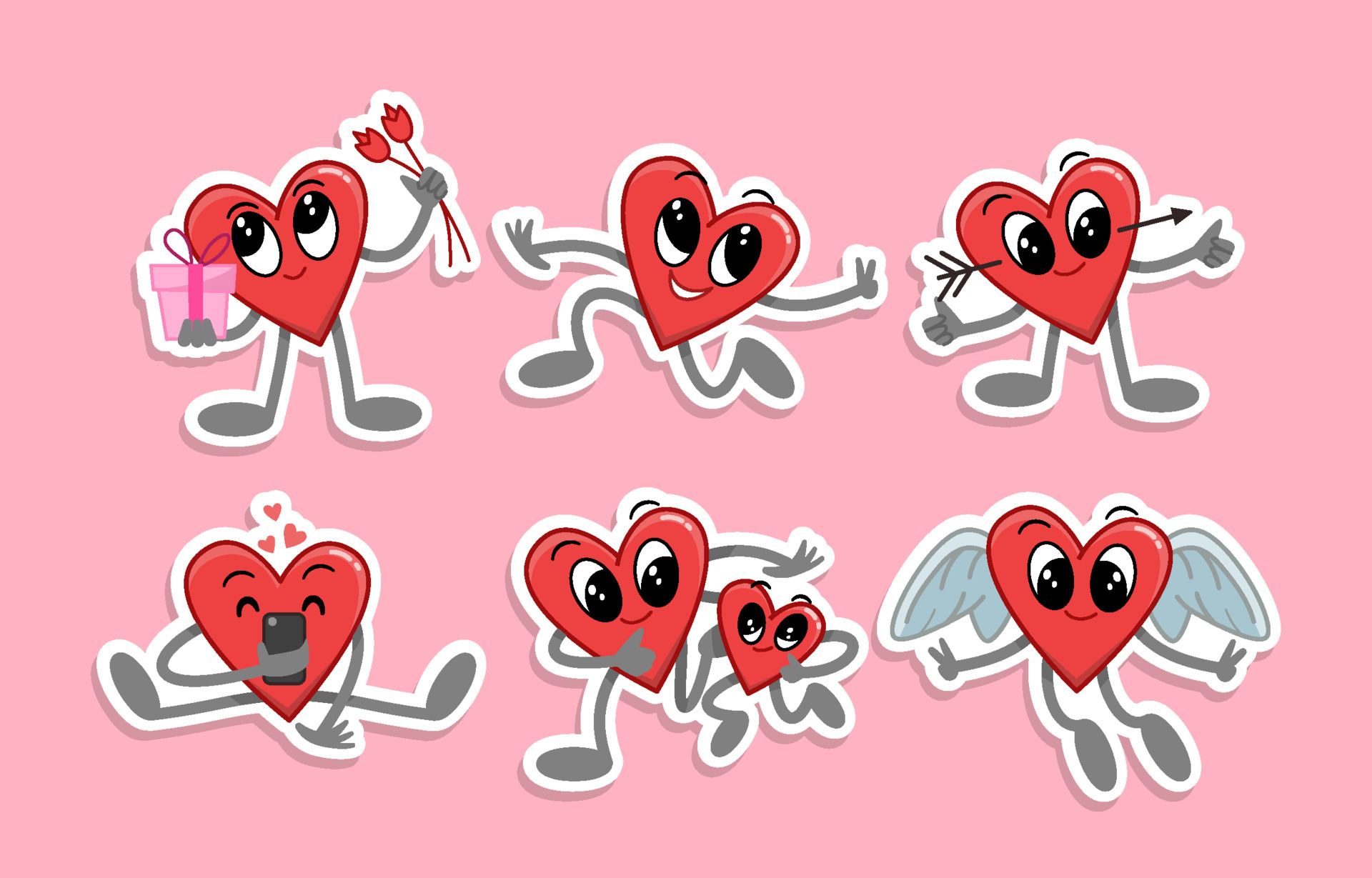 Cute Cupid Heart Stickers 4369788 Vector Art at Vecteezy