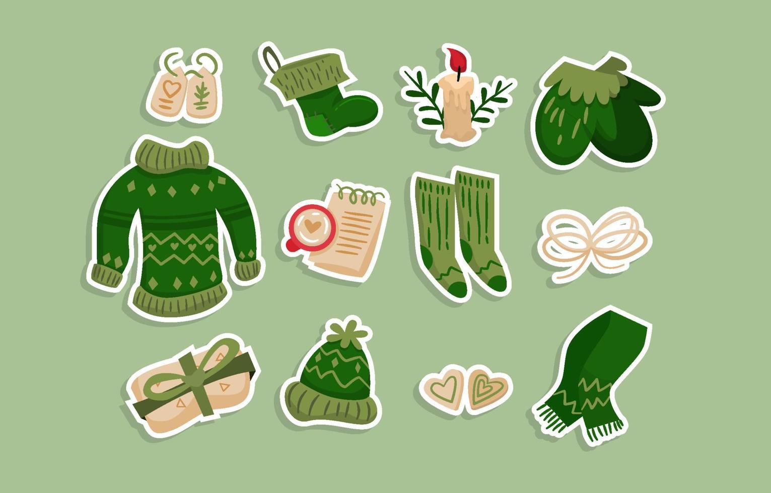Christmas Elements Sticker Set vector