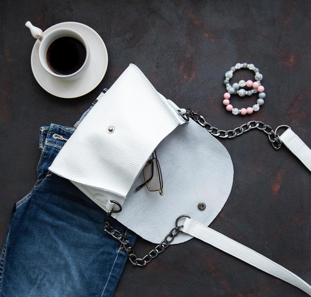 White leather bag photo