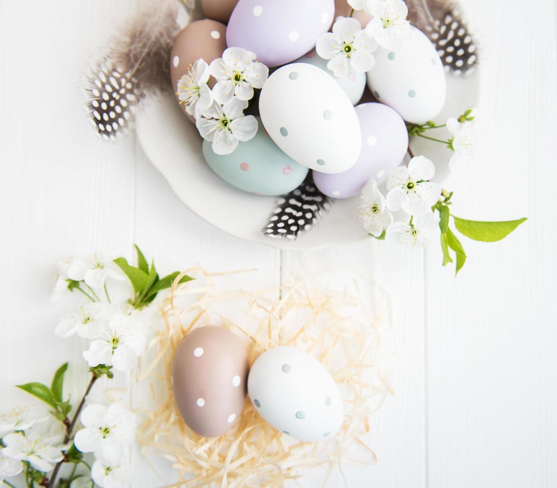 Plate with easter eggs photo