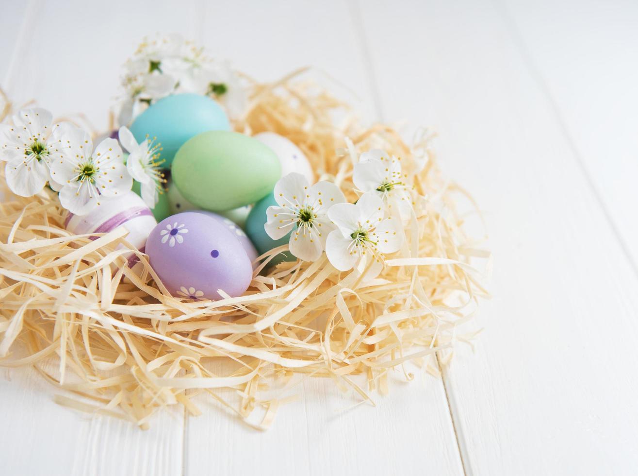 Nest with easter eggs photo