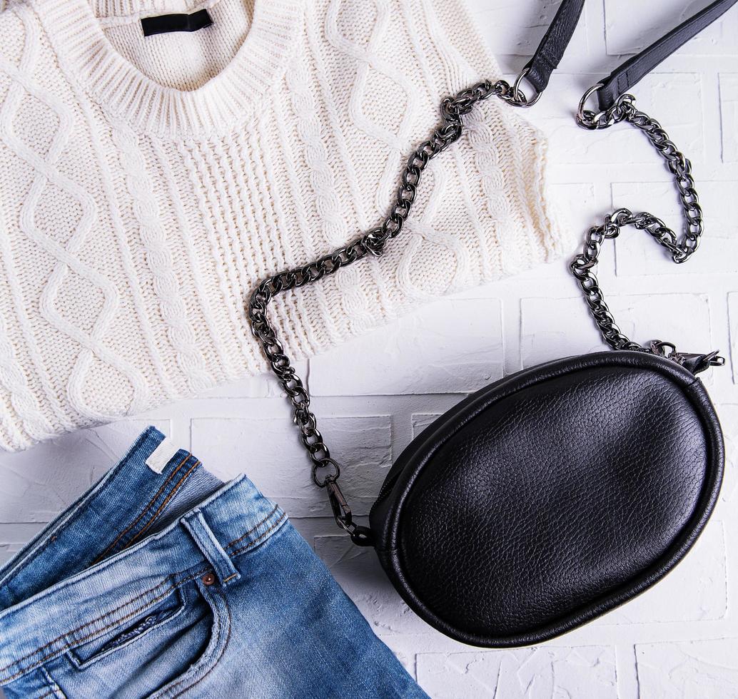 Black leather bag photo