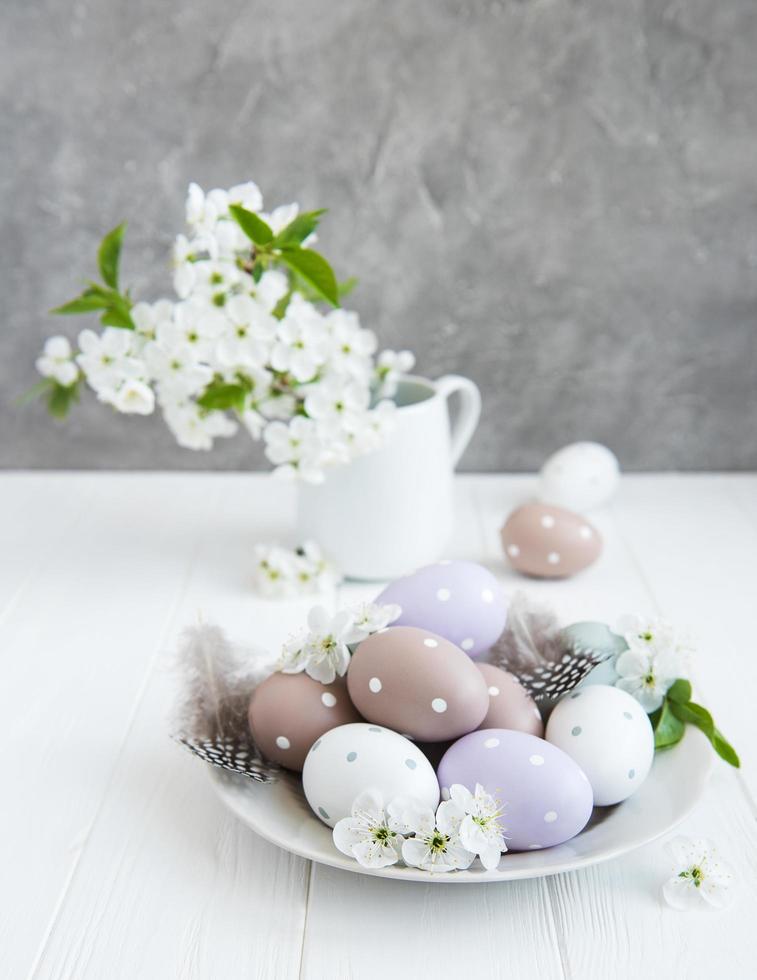 Plate with easter eggs photo