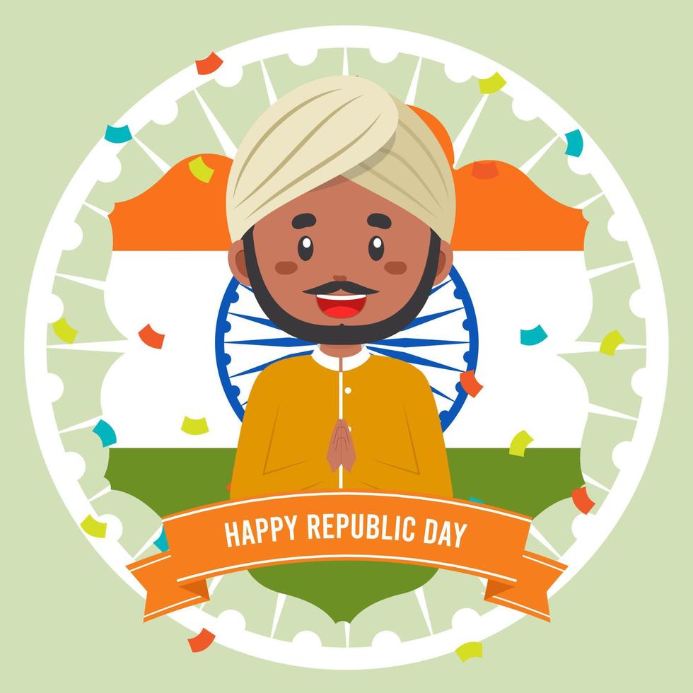 fondo de saludo del día de la república india vector