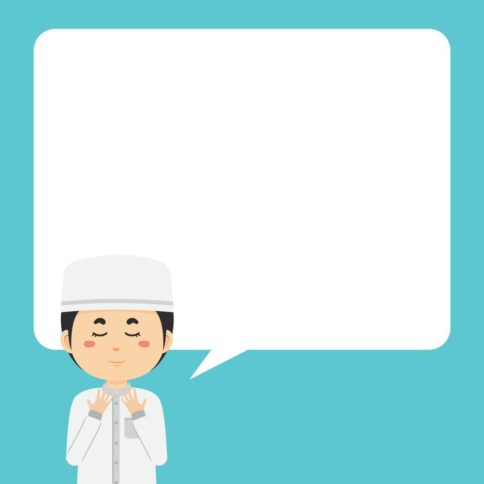 Muslim Character Pray with Text Bubbles vector
