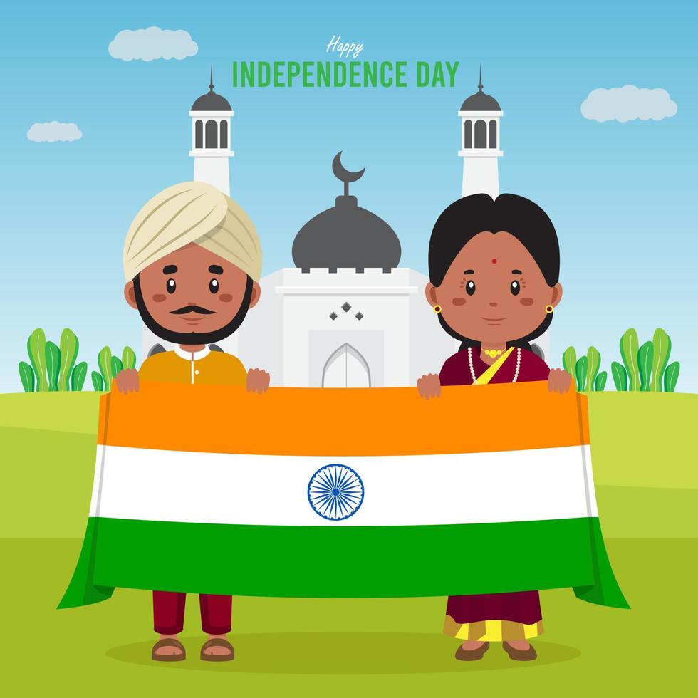 fondo plano del día de la independencia de la india vector