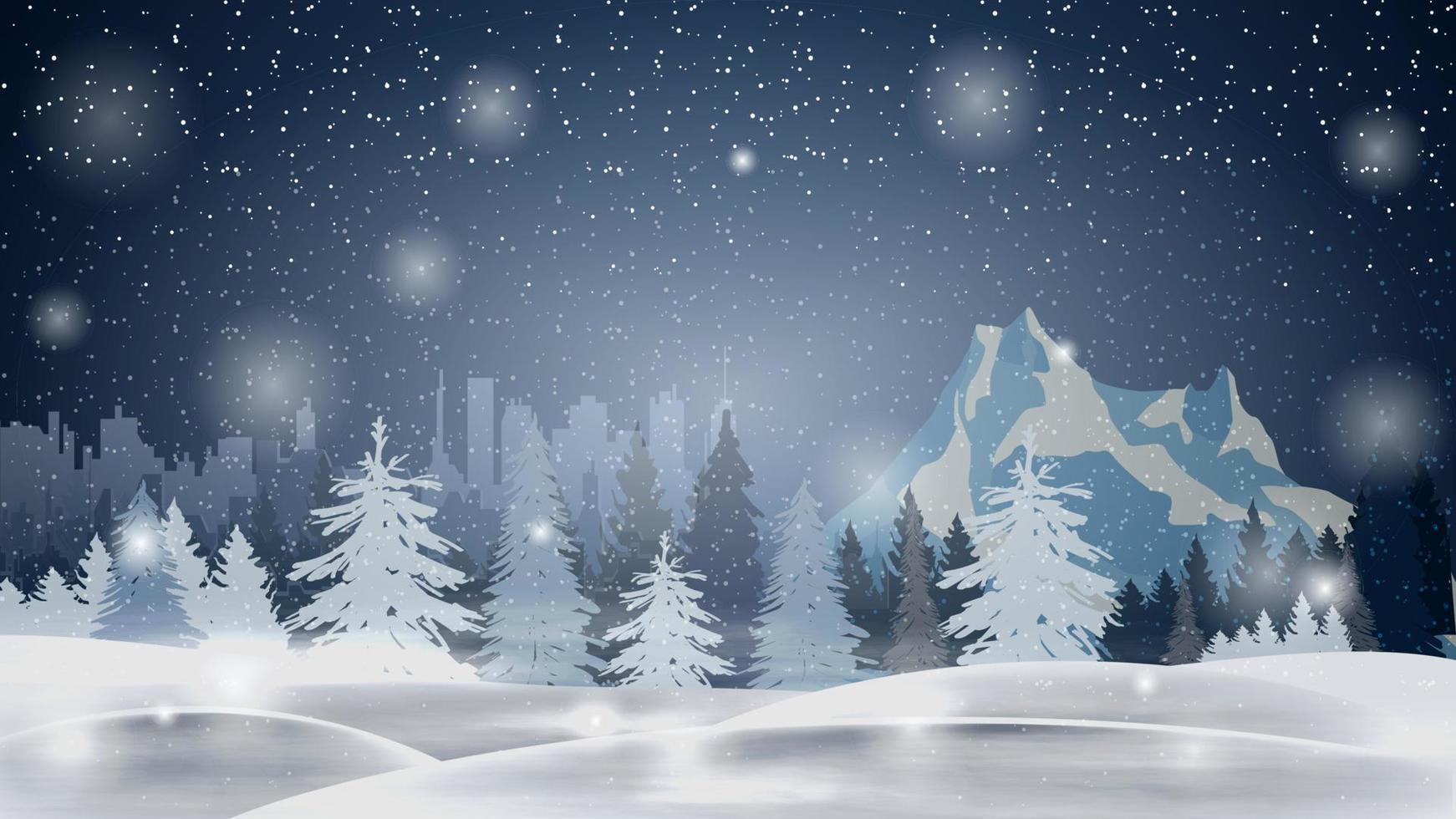 paisaje de invierno de dibujos animados con bosque de pinos, derivas, montaña y ciudad en el horizonte. paisaje de invierno nocturno con nevadas 4371985 Vector en Vecteezy paisaje de invierno de dibujos animados con bosque de pinos, derivas, montaña y ciudad en el horizonte. paisaje de invierno nocturno con nevadas 4371985 Vector en Vecteezy
