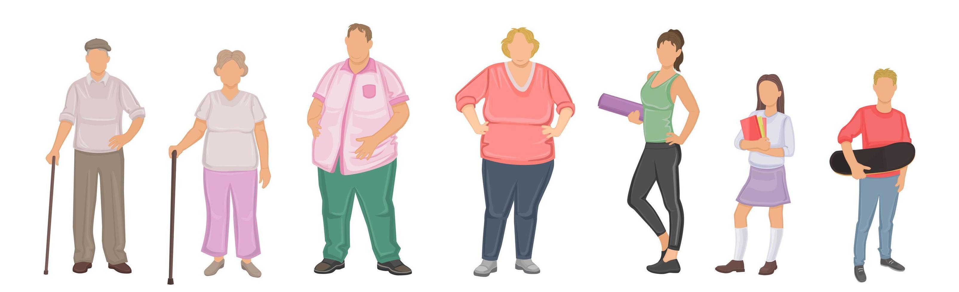 Set of 7 pcs people of different professions on a white background - Vector