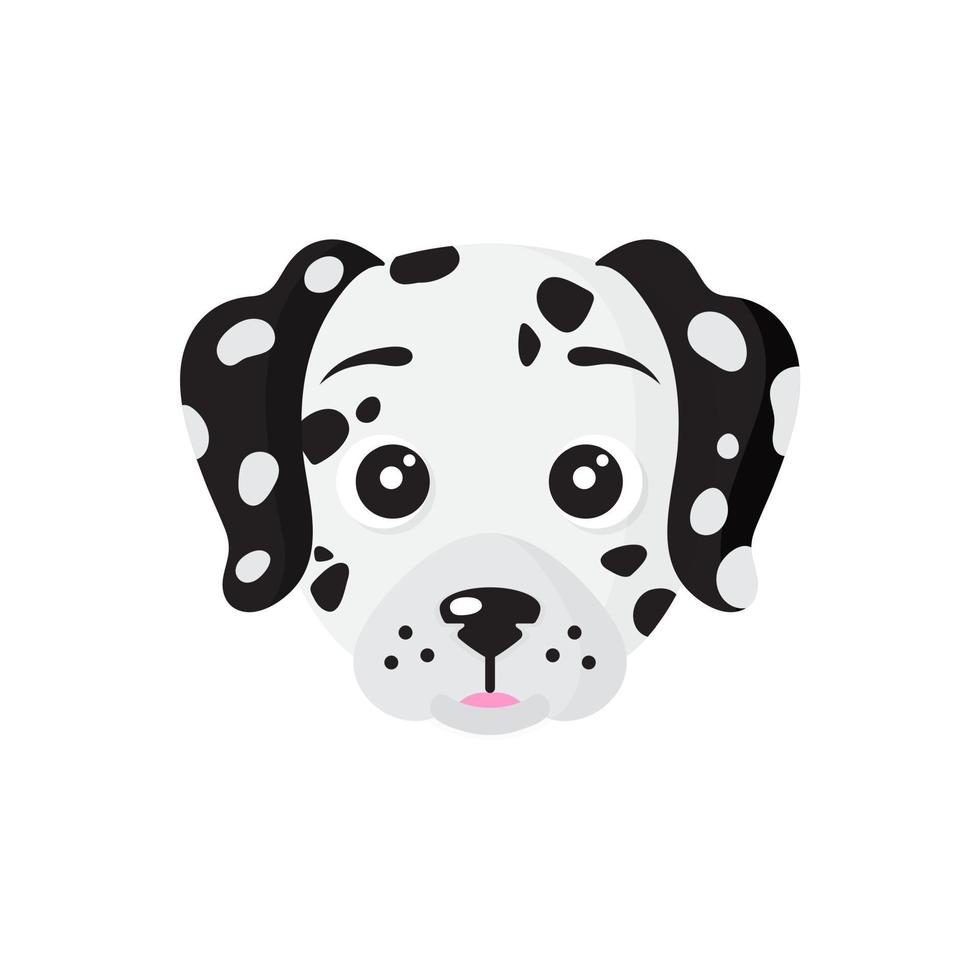 Vector cartoon dog face of Dalmatian breed.