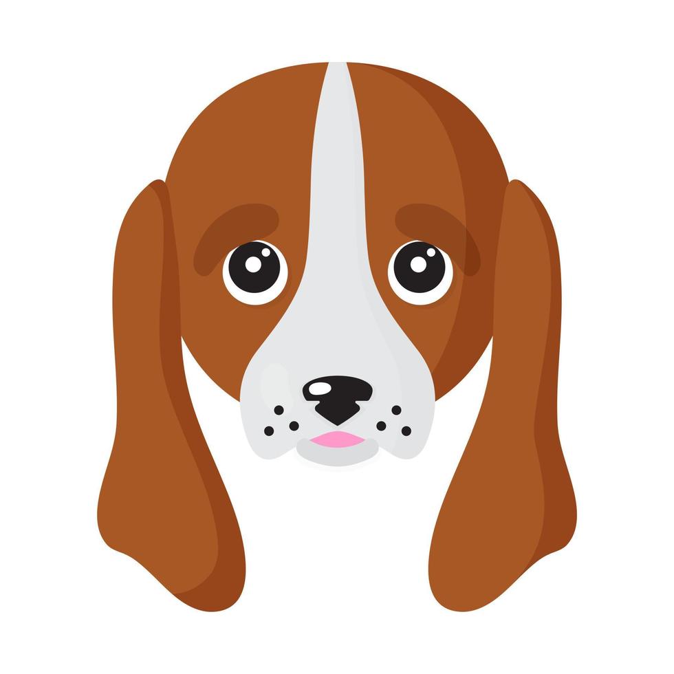 Vector cartoon dog face of Basset Hound breed.